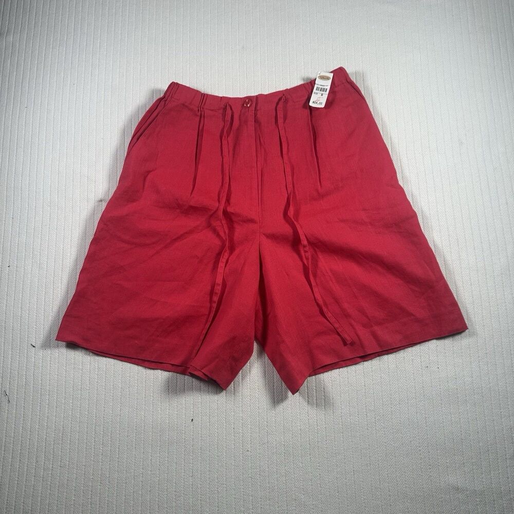 Talbots Shorts Womens 8 Red Pink Pleated Drawstring High Rise Linen